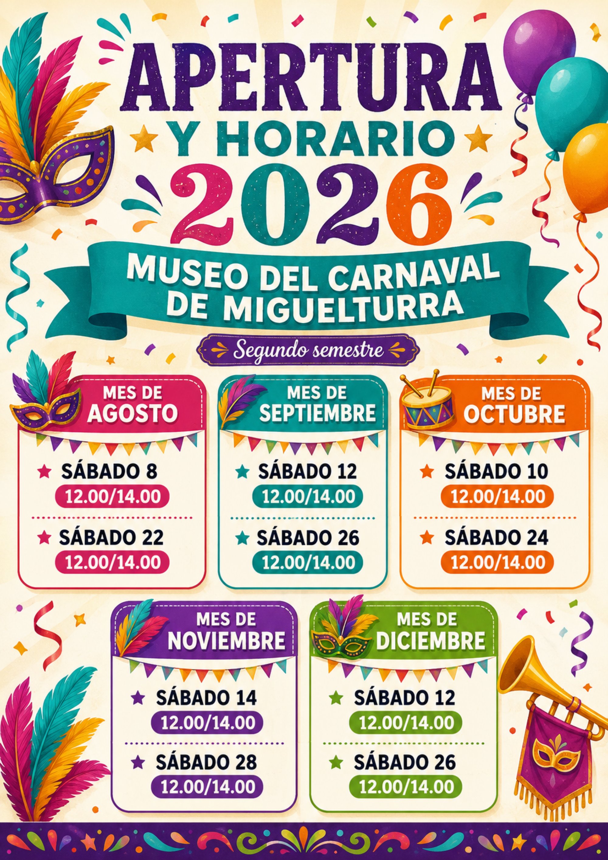 horarios museo semestre 2026