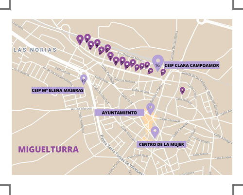 mapa de Miguelturra con calles con nombre de mujer