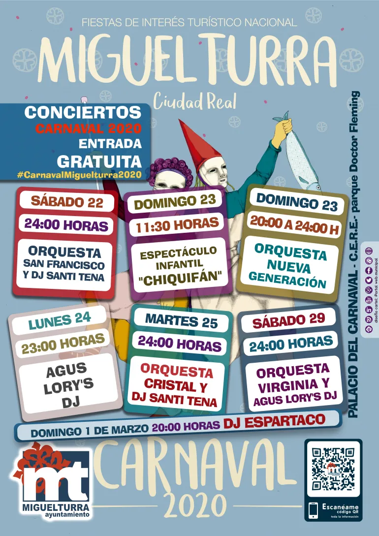 evento imagen cartel conciertos gratuitos del Carnaval 2020 de Miguelturra