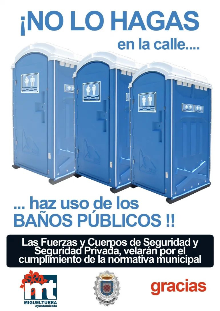 imagen cartel urinarios públicos durante el Carnaval de Miguelturra