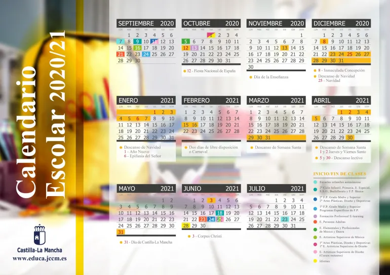 imagen calendario escolar Castilla-La Mancha curso 2020-2021