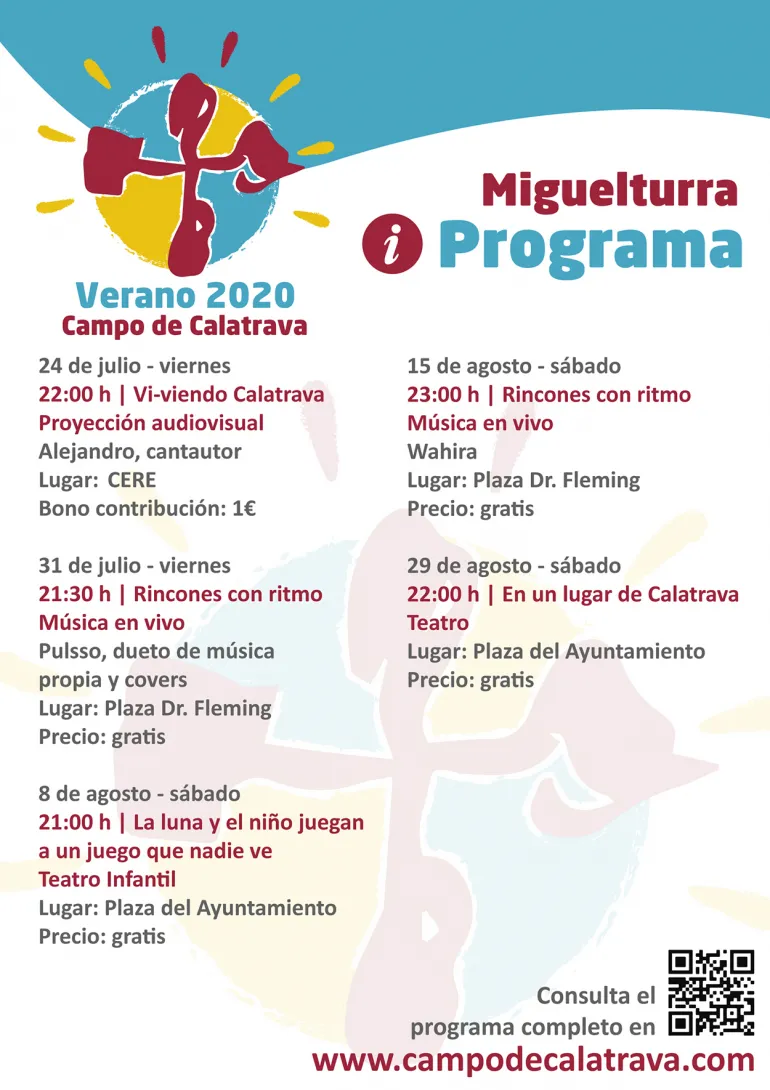imagen cartel eventos Verano 2020 Campo de Calatrava en agosto en Miguelturra