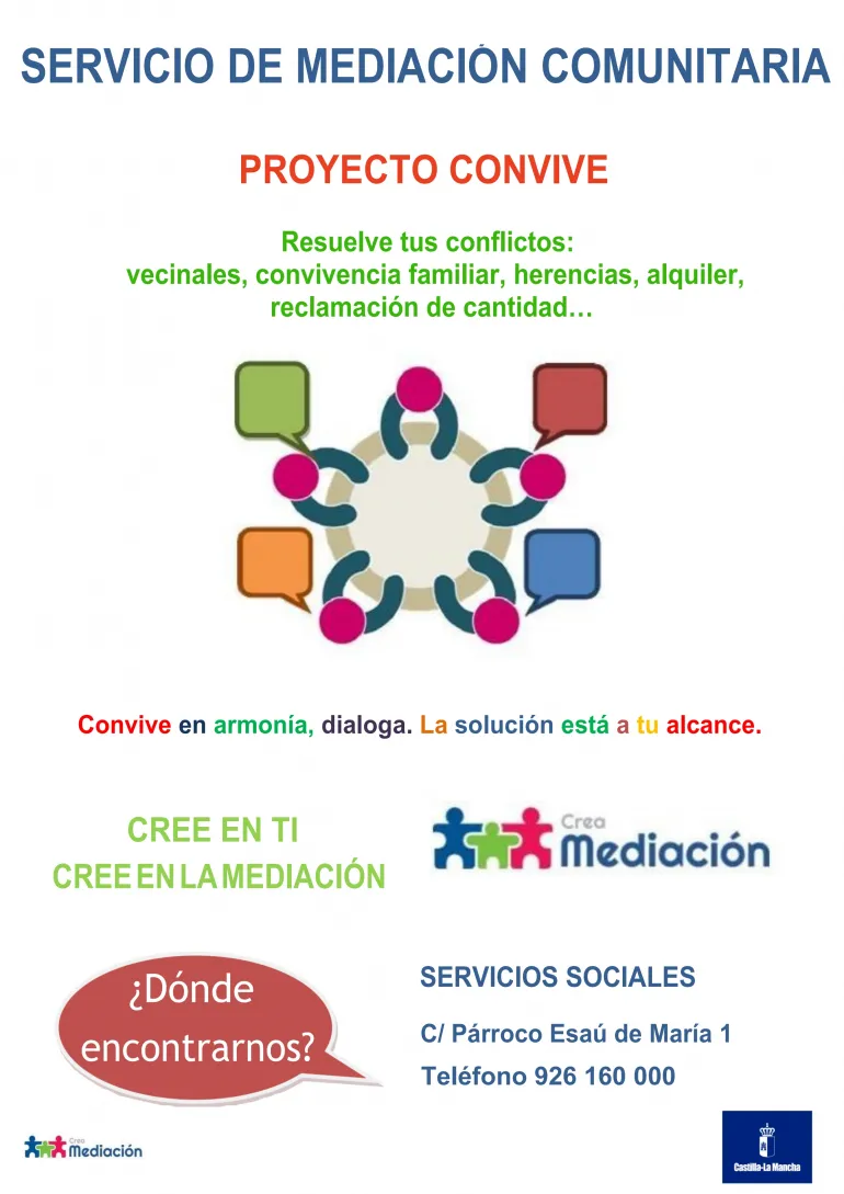 imagen del cartel del servicio de mediación comunitaria de Miguelturra, enero de 2021