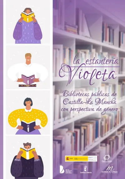 imagen del cartel de la Estantería Violeta, Red Bibliotecas Castilla-La Mancha 2020