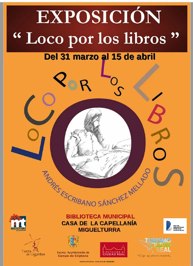 evento imagen del cartel de la expo Locos por los libros, Miguelturra marzo de 2021