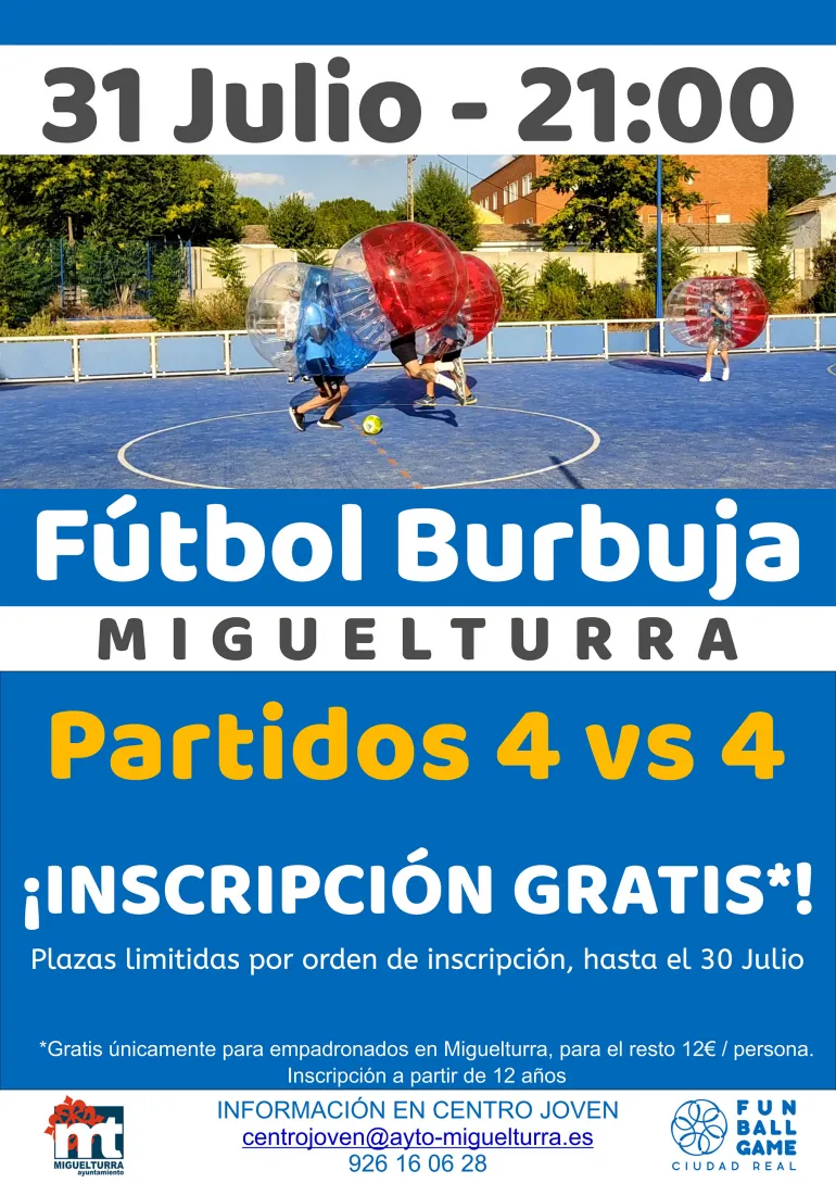 imagen del cartel anunciador de la actividad fútbol burbuja, julio 2020