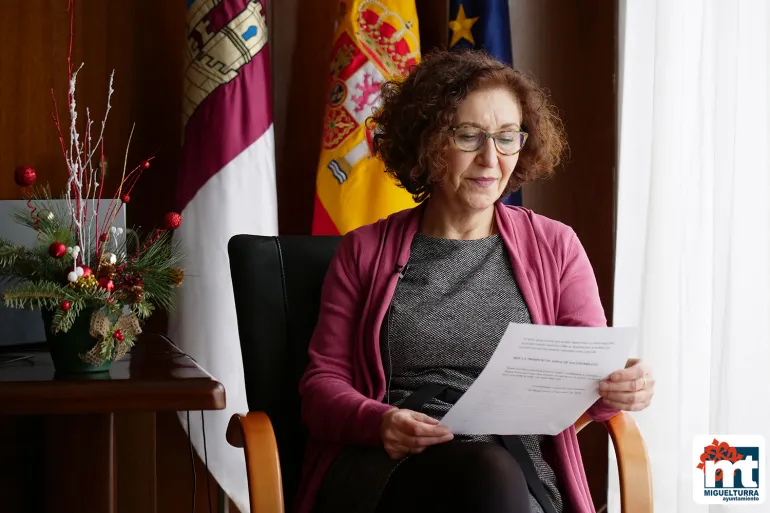 imagen de la alcaldesa Laura Arriaga durante la lectura de la carte, enero 2021