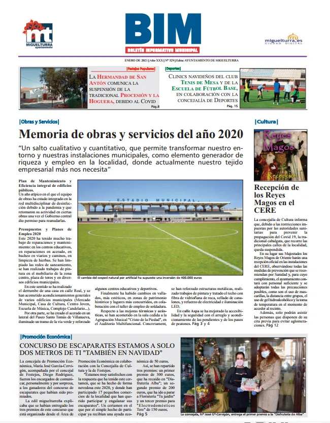 imagen de la portada del Boletín Informativo Municipal del mes de enero de 2021