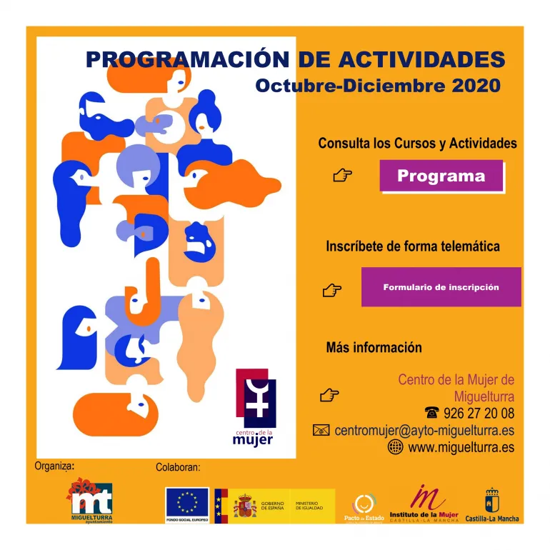 imagen alusiva a la programación del Centro de la Mujer de Miguelturra, octubre a diciembre 2020