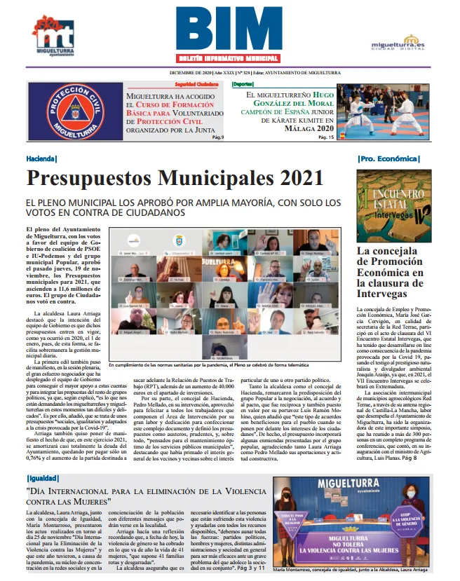 imagen de la portada del Boletín Informativo Municipal de Miguelturra diciembre 2020
