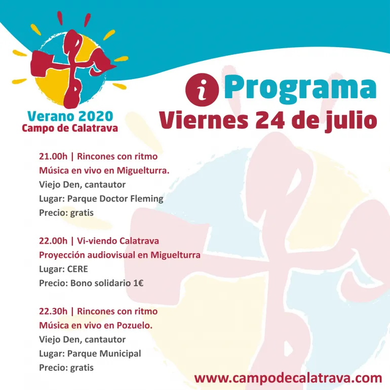 imagen con la información de la programación de hoy viernes 24 de julio de 202o en Miguelturra