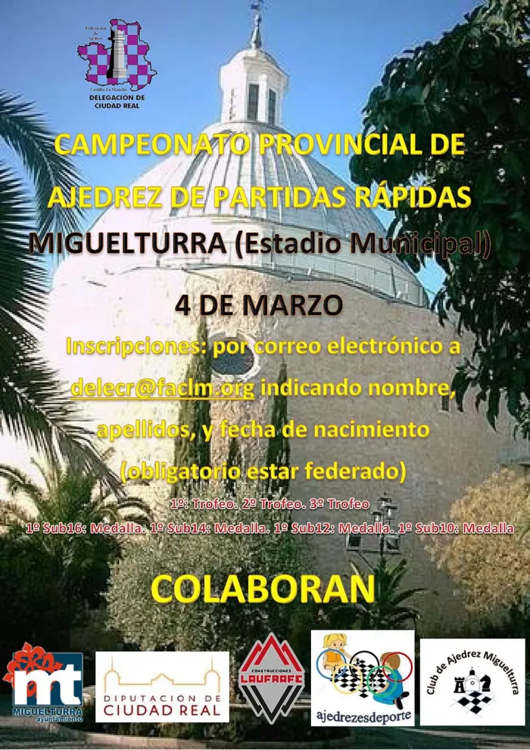 evento imagen del cartel del Campeonato Provincial de Ajedrez partidas rápidas, 4 marzo 2018