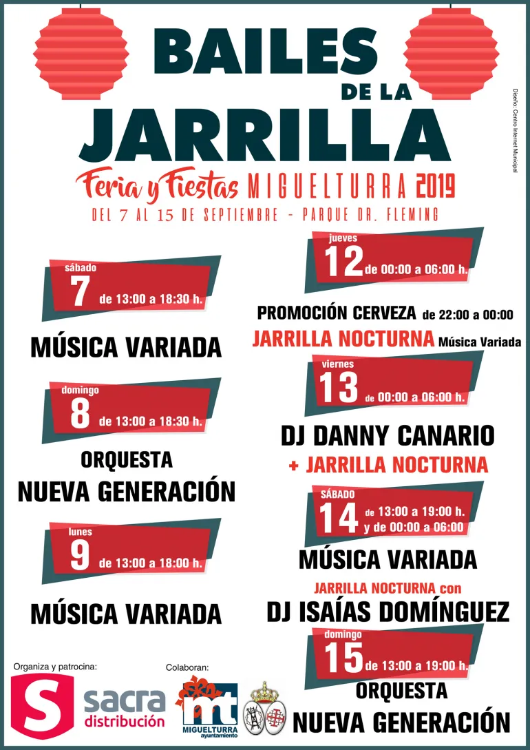 imagen del cartel de los Bailes de la Jarrilla de las Ferias y Fiestas 2019 de Miguelturra, diseñado por el Centro de Internet
