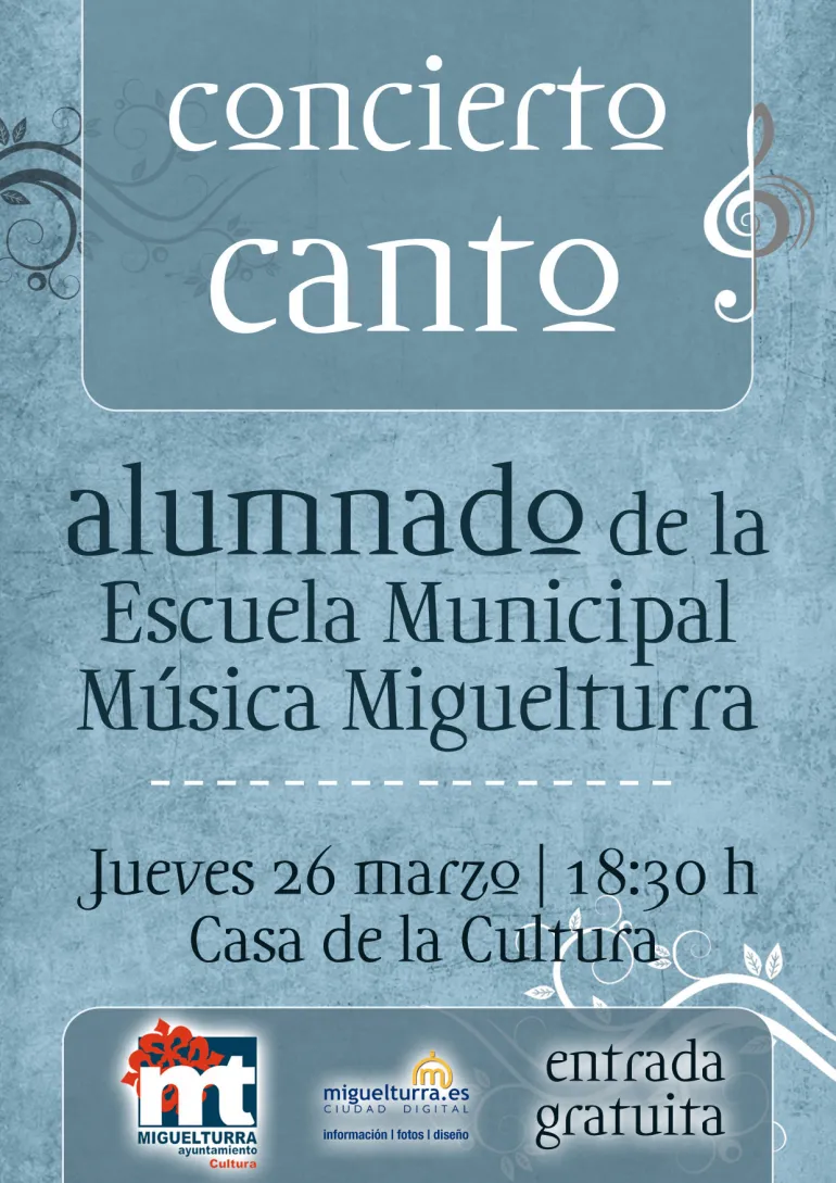 imagen cartel concierto de canto, 26 marzo 2015