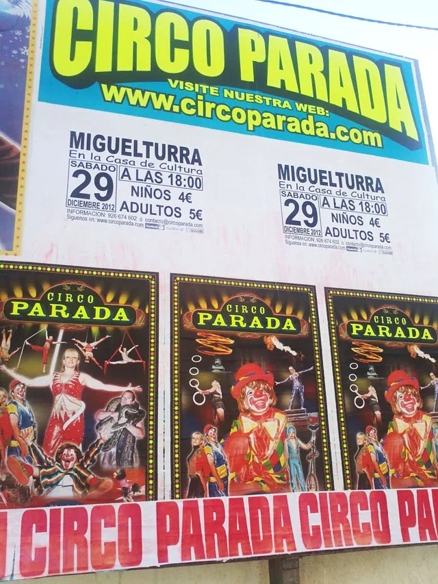 imagen cartel anuncio Circo Parada, diciembre 2012
