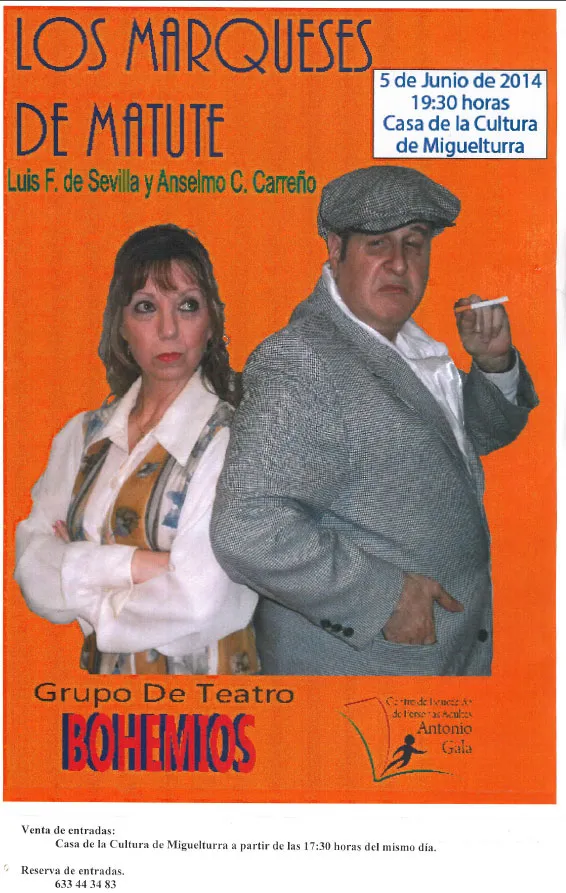 imagen cartel obra teatro cía Los bohemios, 2014