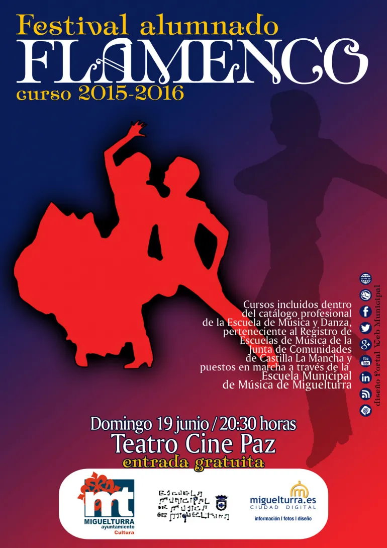 agenda imagen cartel Festival Extraordinario de Flamenco, junio 2016, diseño cartel portal web municipal