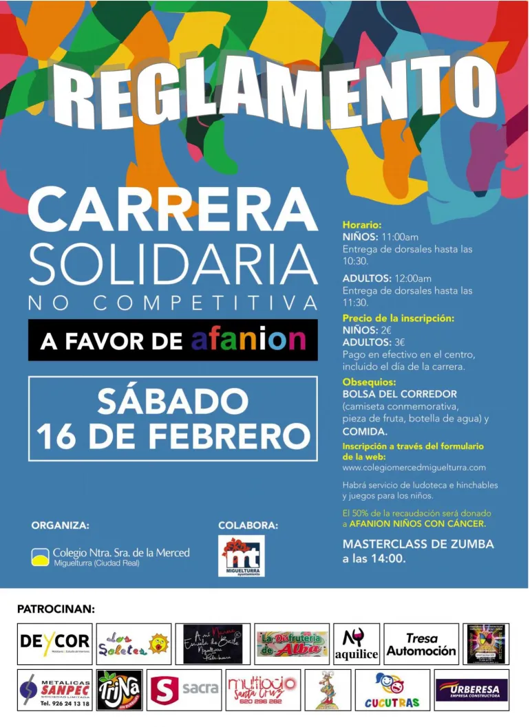 imagen del cartel anunciador de la Carrera Solidaria del 16 de febrero de 2019