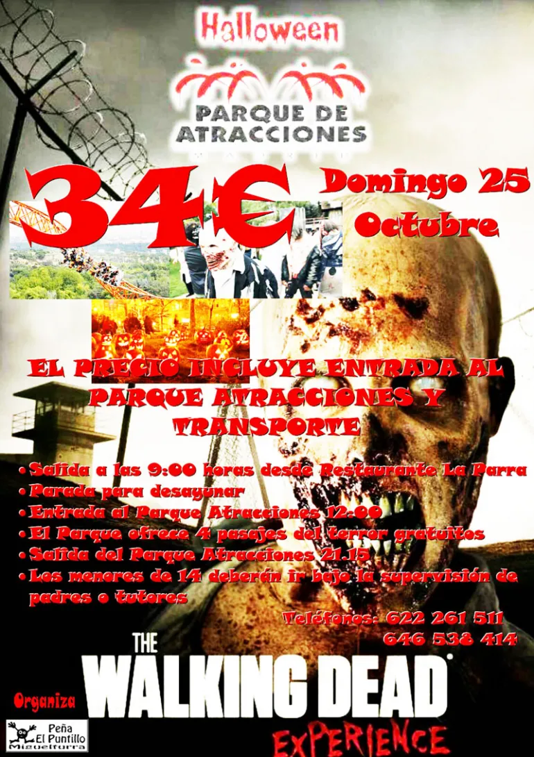 imagen del cartel del viaje al Parque de Atracciones, octubre 2015