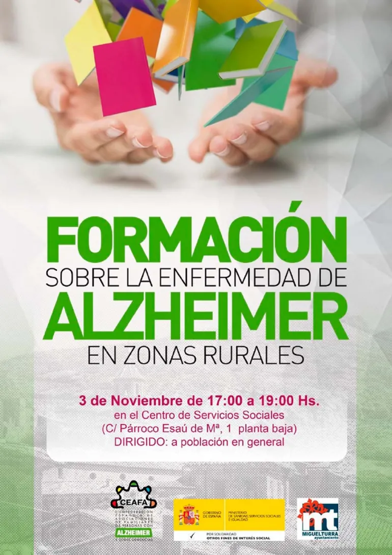 evento imagen del cartel de la charla sobre el alzheimer, diseño Centro de Internet Miguelturra