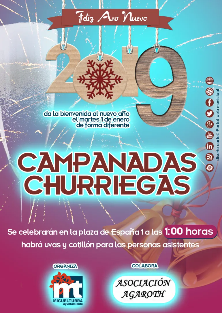 imagen cartel de las Campanadas Churriegas del 2019, diseño cartel portal web municipal