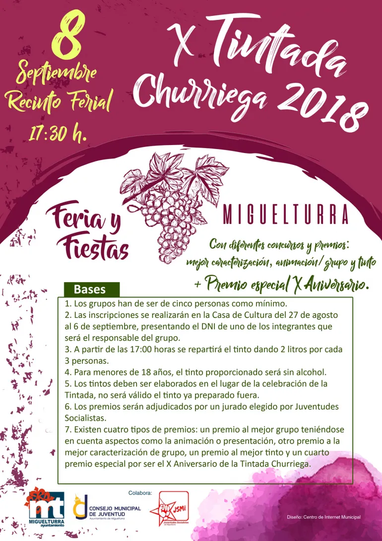 evento imagen del cartel anunciador de la Tintada Churriega 2018, diseño cartel Centro de Internet