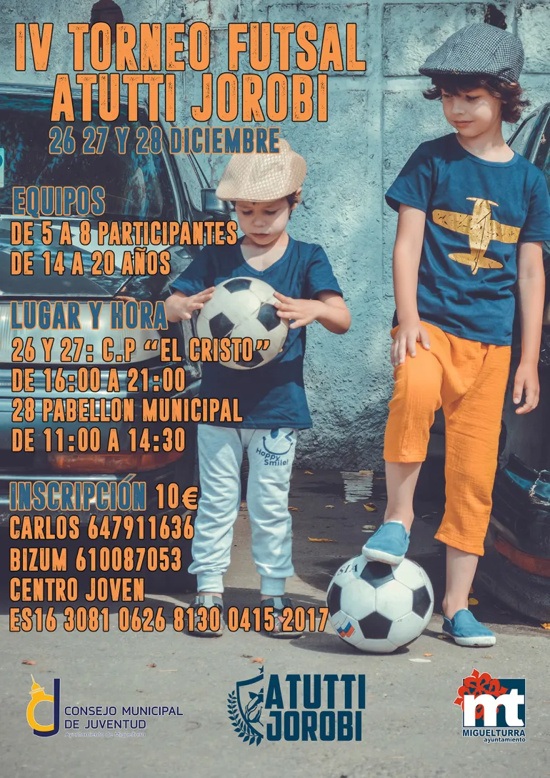 imagen del cartel del torneo de Navidad 2019 de Fútbol Sala Atutti Jorobi