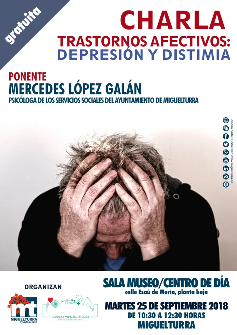evento imagen del cartel de la charla sobre trastornos afectivos, septiembre 2018, diseño cartel portal web www.miguelturra.es