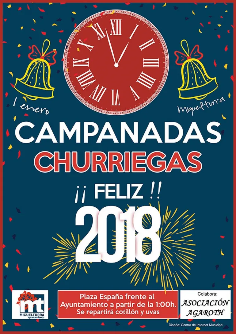 imagen del cartel de las Campanadas Churriegas 2018, diseño cartel Centro de Internet