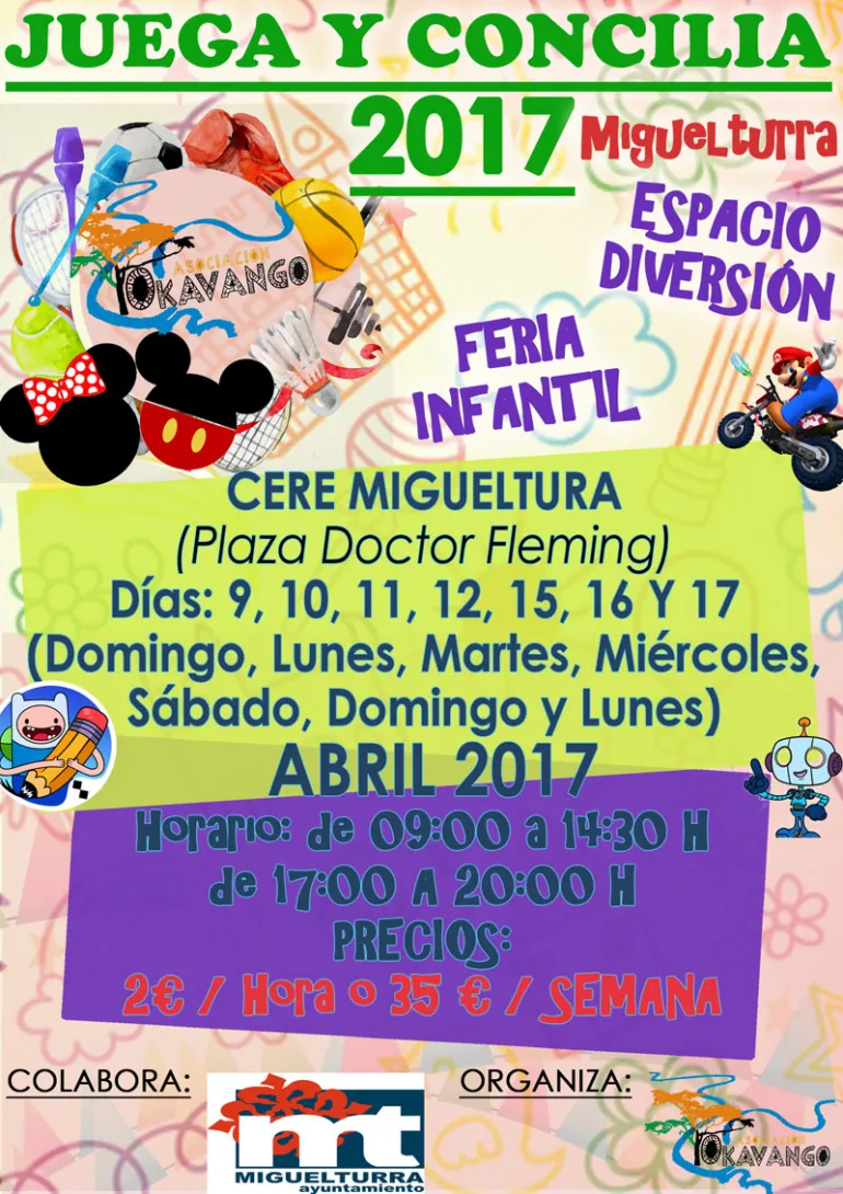 imagen del cartel Juega y Concilia, abril 2017