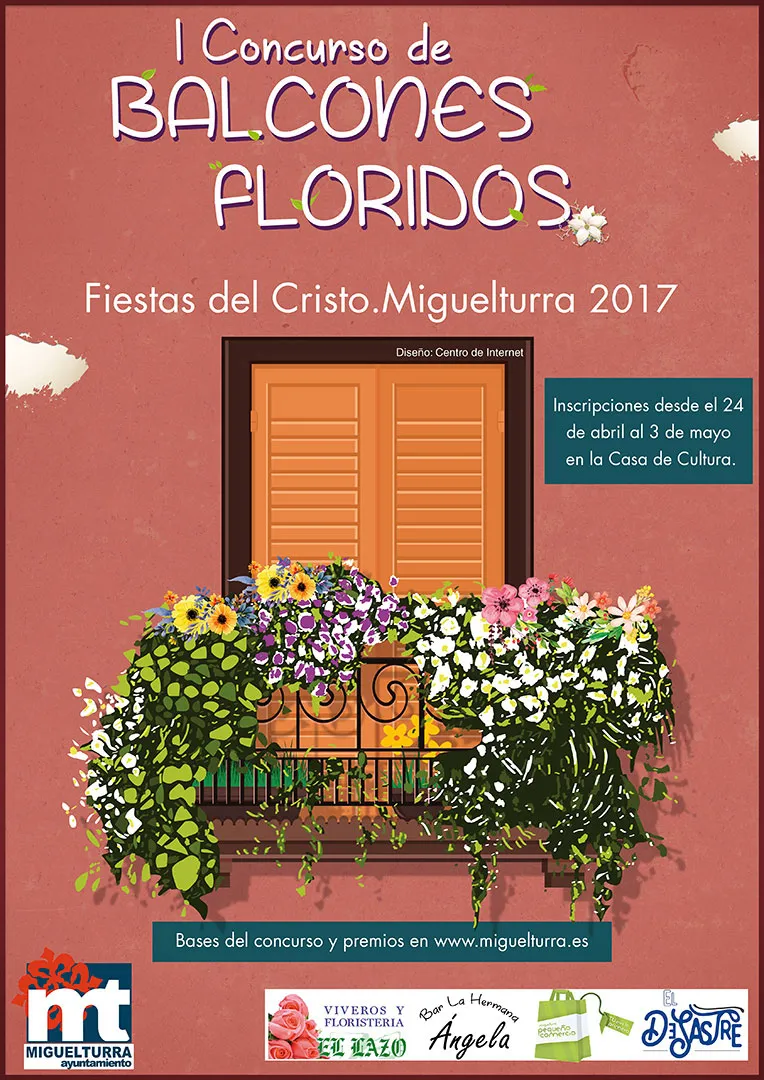 imagen del cartel del Primer Concurso de Balcones Floridos de Miguelturra, diseño Centro de Internet