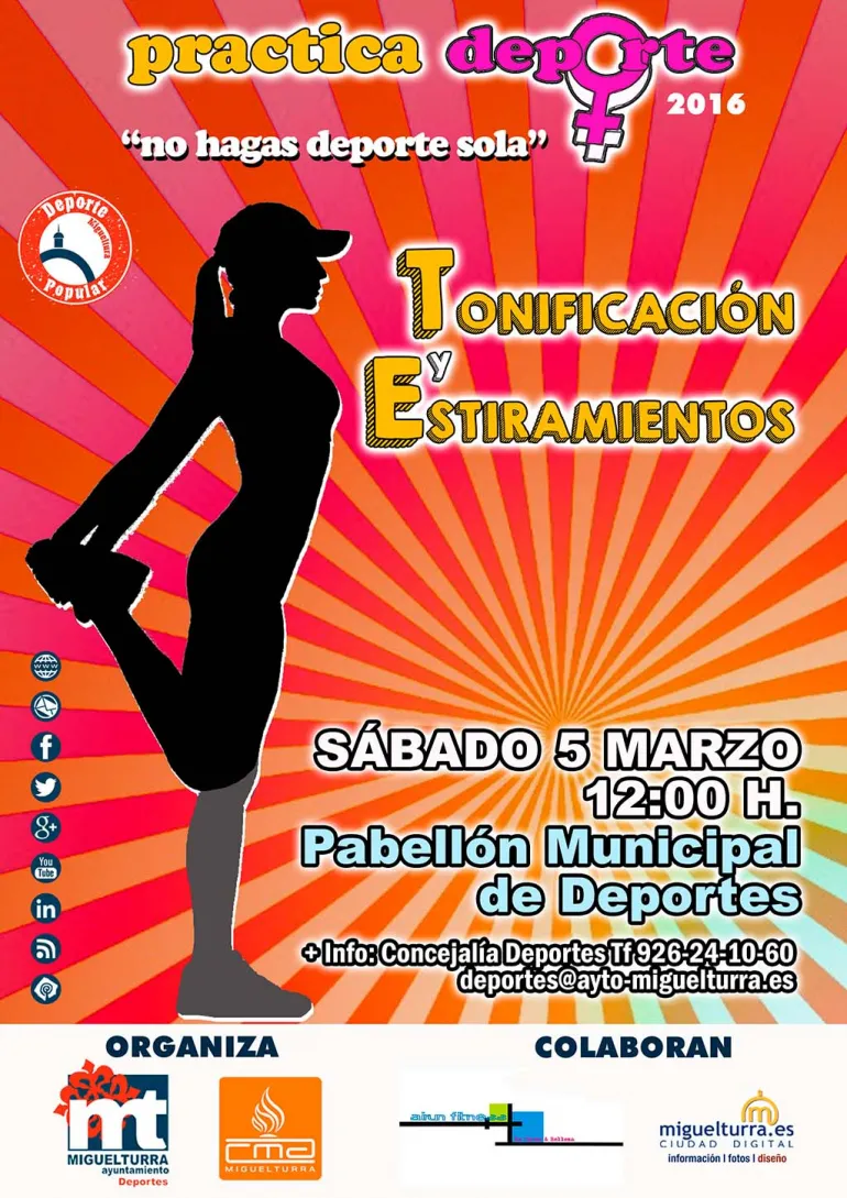 agenda imagen del cartel del taller de Tonificación y Estiramientos, marzo de 2016
