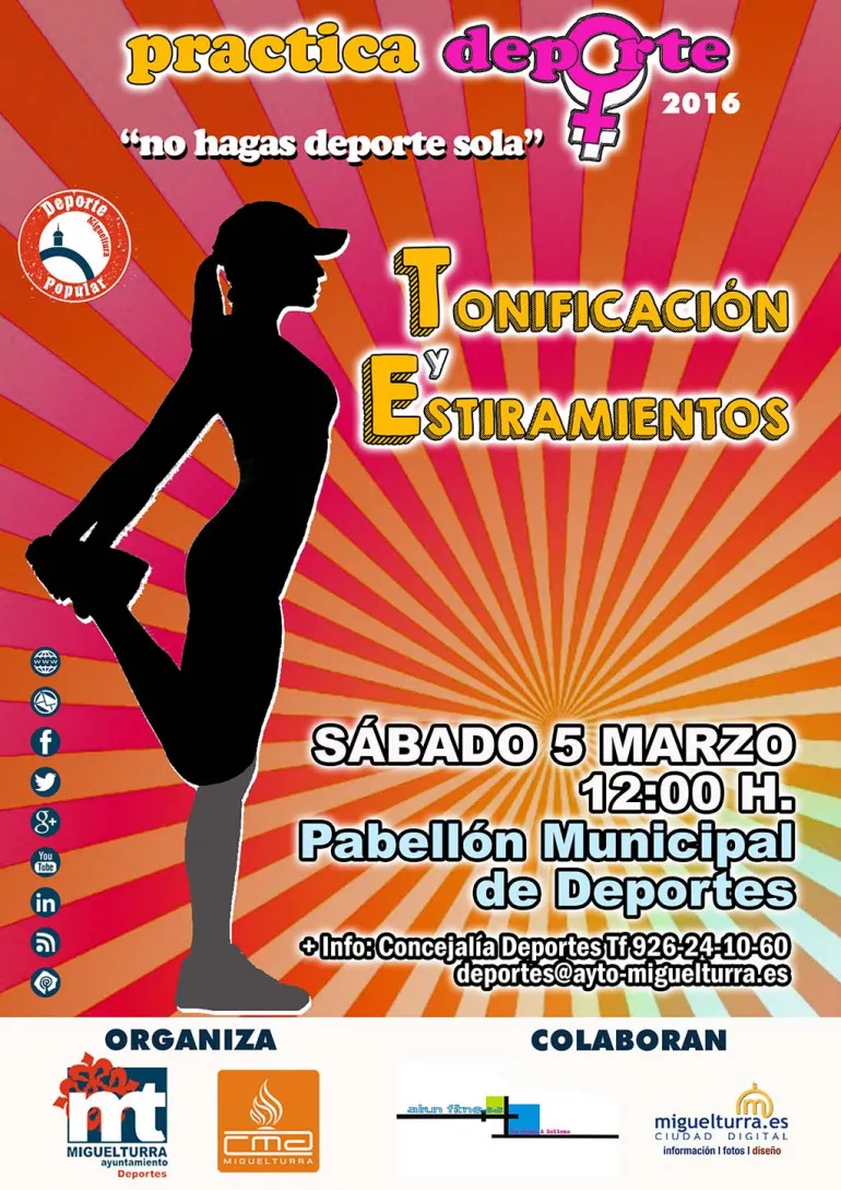 imagen del cartel anunciador del taller de estiramientos y tonificación, marzo de 2016