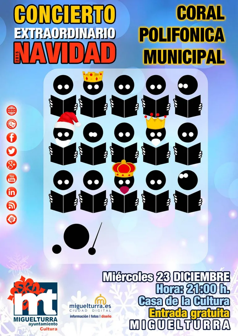 agenda imagen del Cartel Concierto Extraordinario de Navidad Coral Polifónica de Miguelturra, diciembre 2015