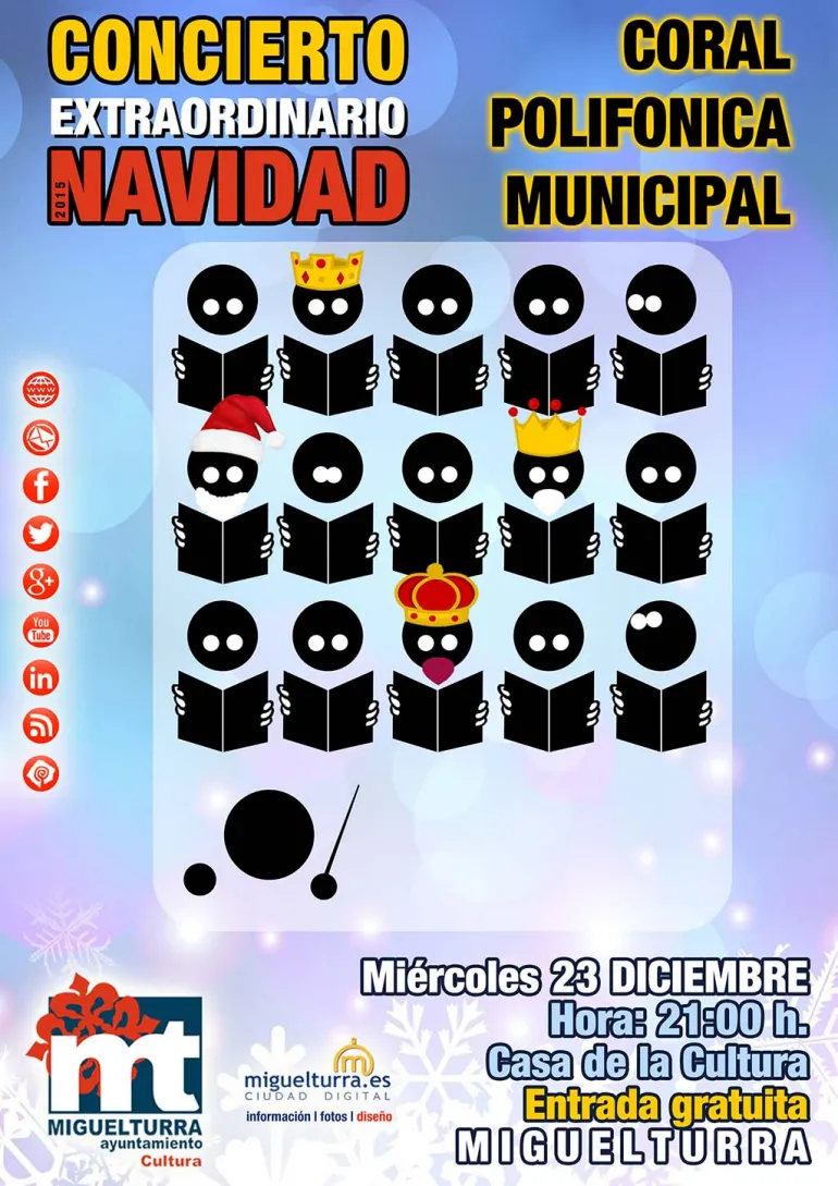imagen del cartel anunciador del Concierto Extraordinario de la Coral Polifónica de Miguelturra de Navidad, diciembre 2015
