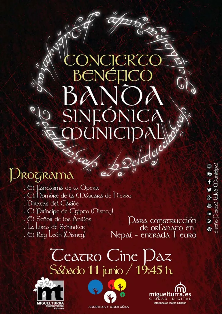 imagen cartel concierto solidario Banda Sinfónica Municipal, junio 2016, diseño del portal web municipal