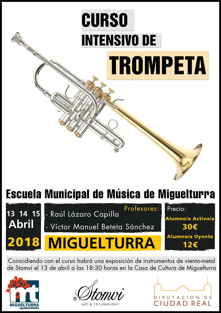 imagen cartel curso intensivo de trompeta, abril 2018, diseño cartel Centro de Internet