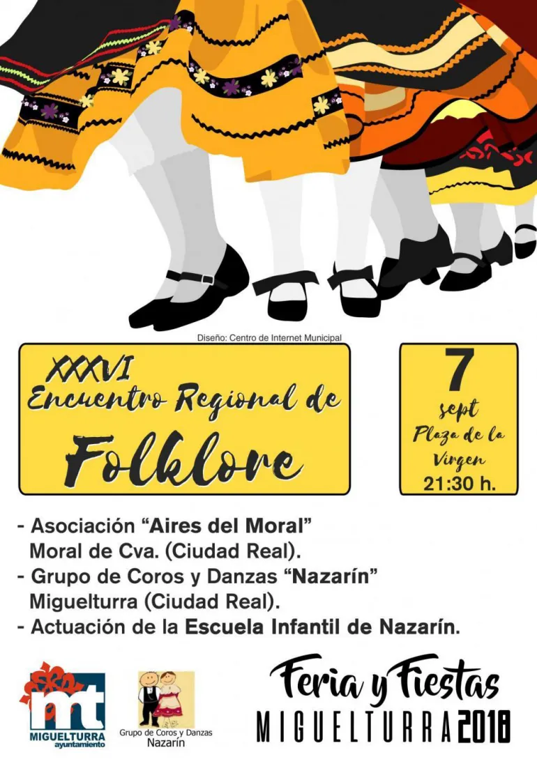 evento imagen del cartel del Encuentro Regional de Folclore especial Fiestas 2018, diseño cartel Centro de Internet