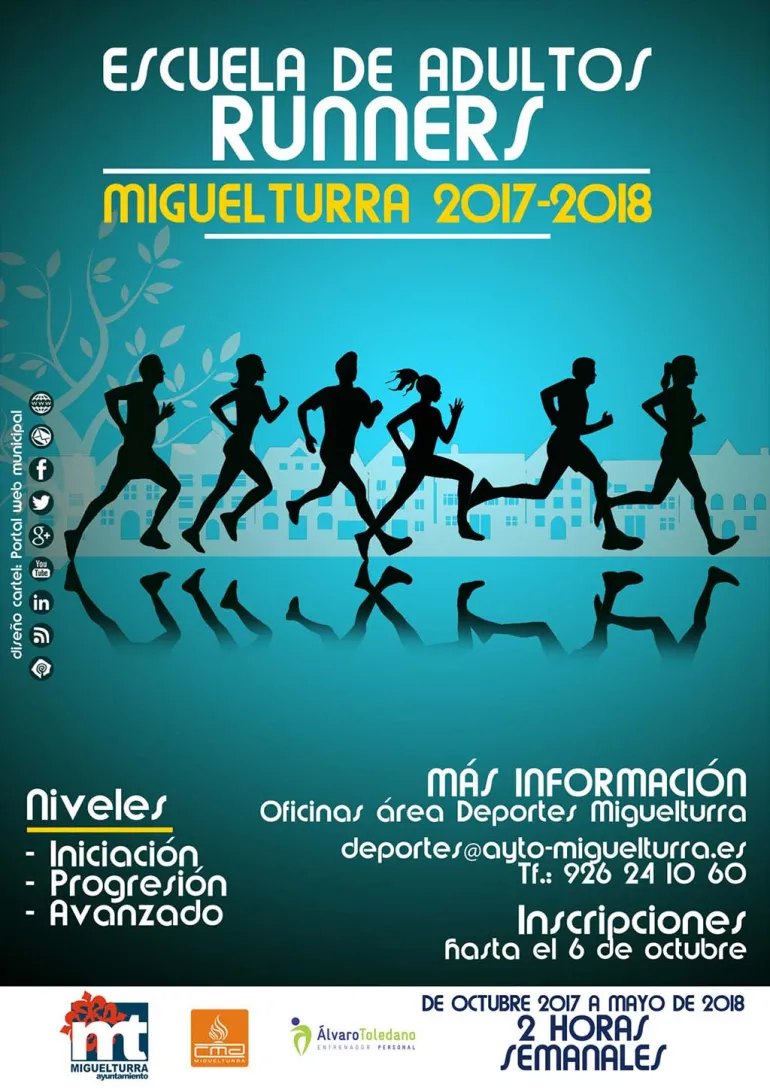 imagen del cartel anunciador de la Escuela de Adultos de Runners 2017-2018, diseño portal web www.miguelturra.es