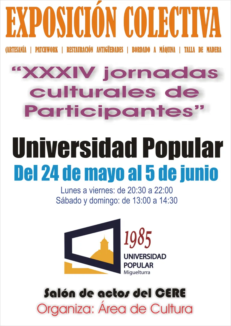 imagen del cartel de la exposición de trabajos alumnado Universidad Popular 2018-2019