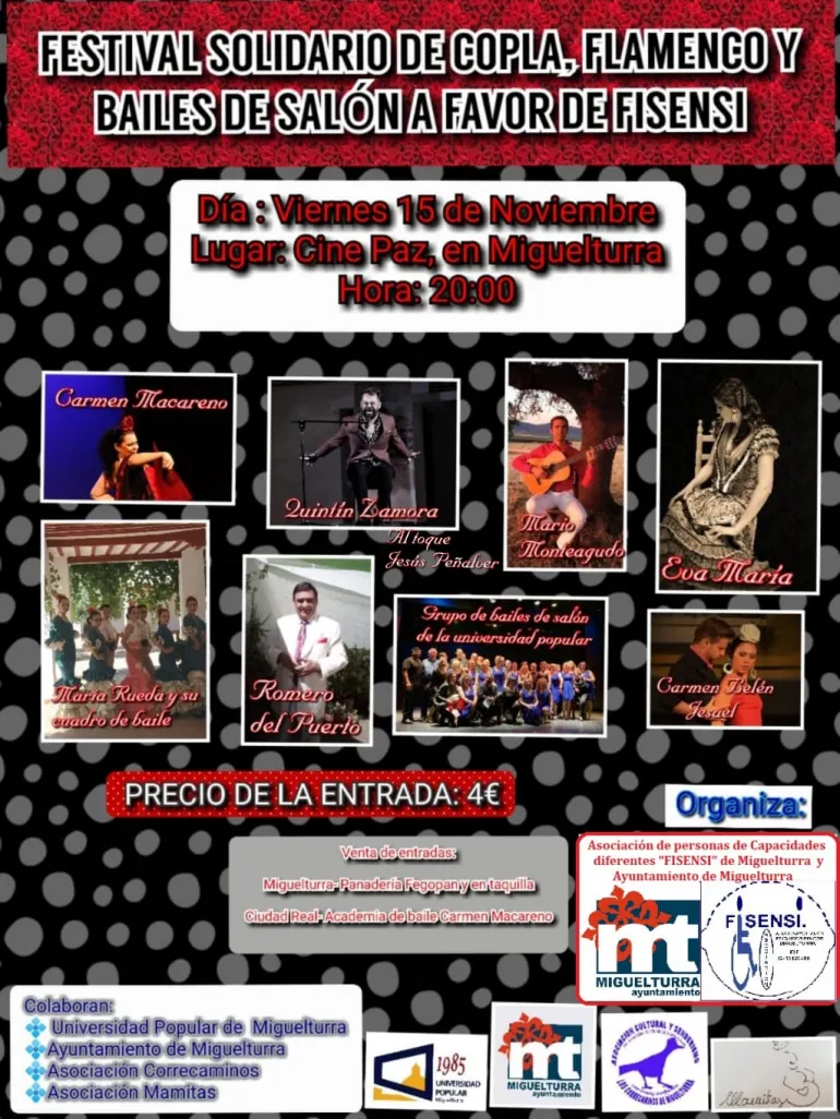 evento imagen del cartel anunciador del Festival Benéfico a favor de Fisensi, noviembre 2019, diseño cartel Carmen Belén