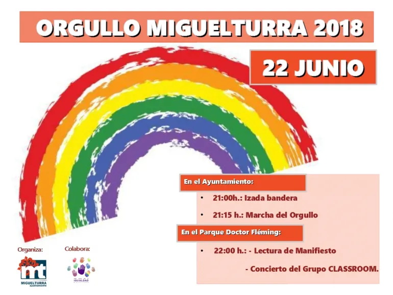 imagen del cartel de las actividades del Orgullo Miguelturra 2018