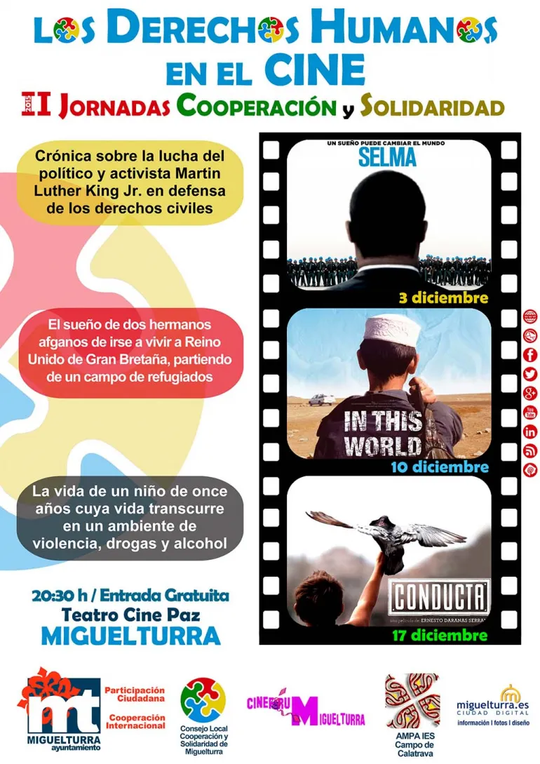 agenda imagen cartel anunciador Jornadas Cooperación y Solidaridad 2015, ciclo de cine