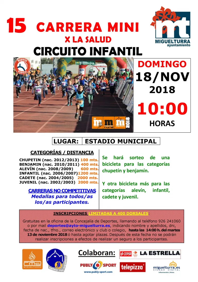 imagen del cartel de la Carrera Mini por la Salud, Miguelturra noviembre 2018