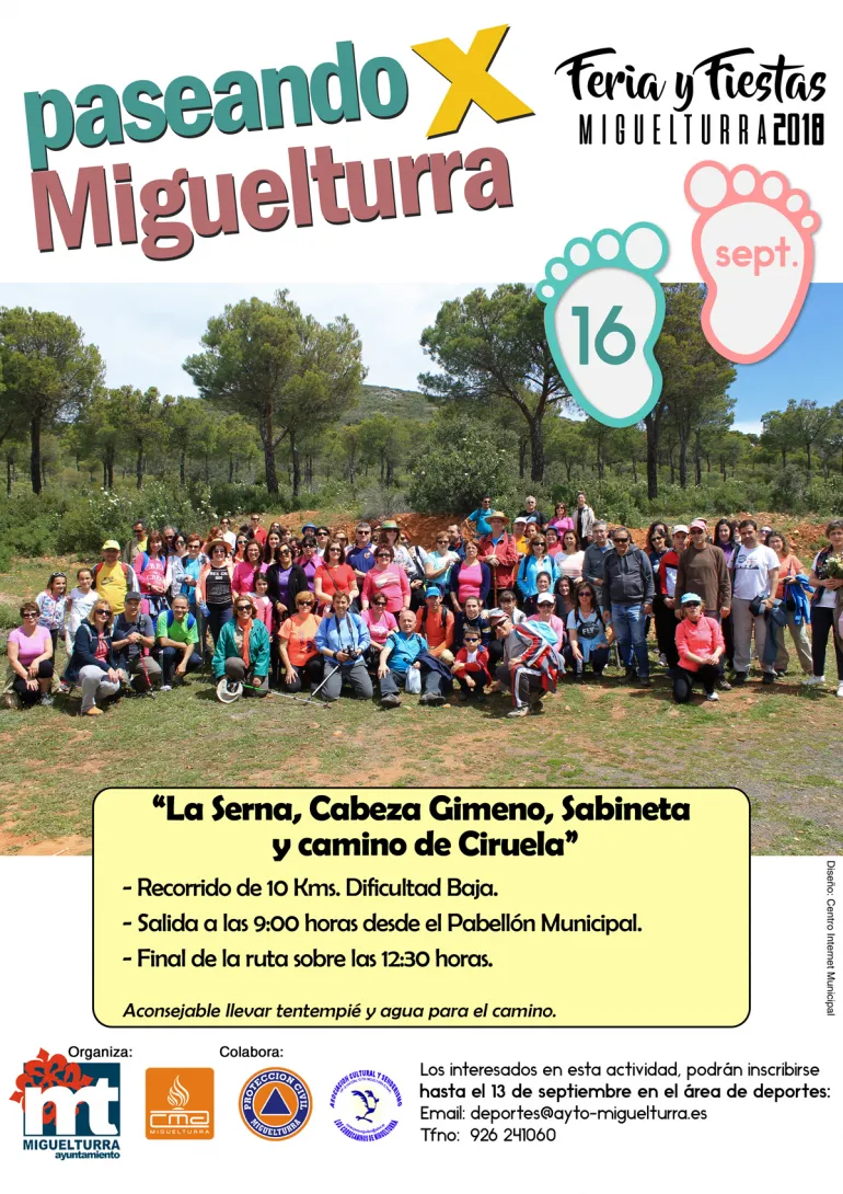 imagen del cartel anunciador del evento de Ferias y Fiestas 2018 paseando por Miguelturra, diseño Centro de Internet