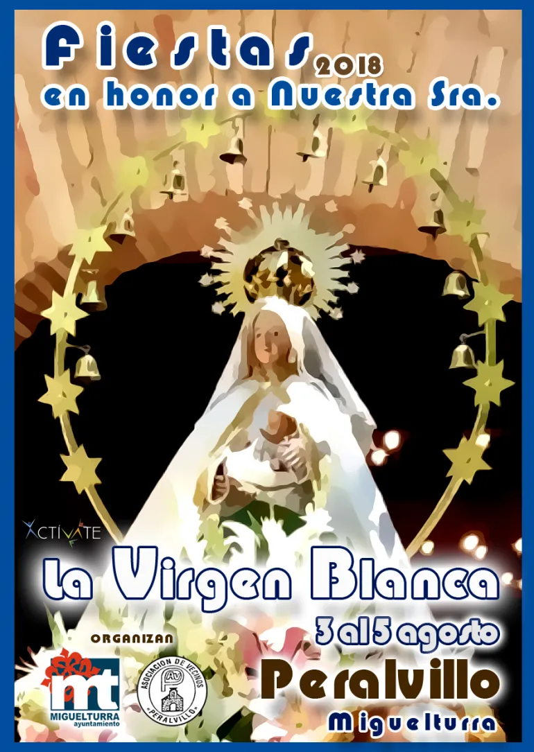 evento imagen de la portada del programa de las Fiestas de la Virgen Blanca de Peralvillo 2018, diseño portal web municipal sobre imagen de Vicente Yerves Herrera