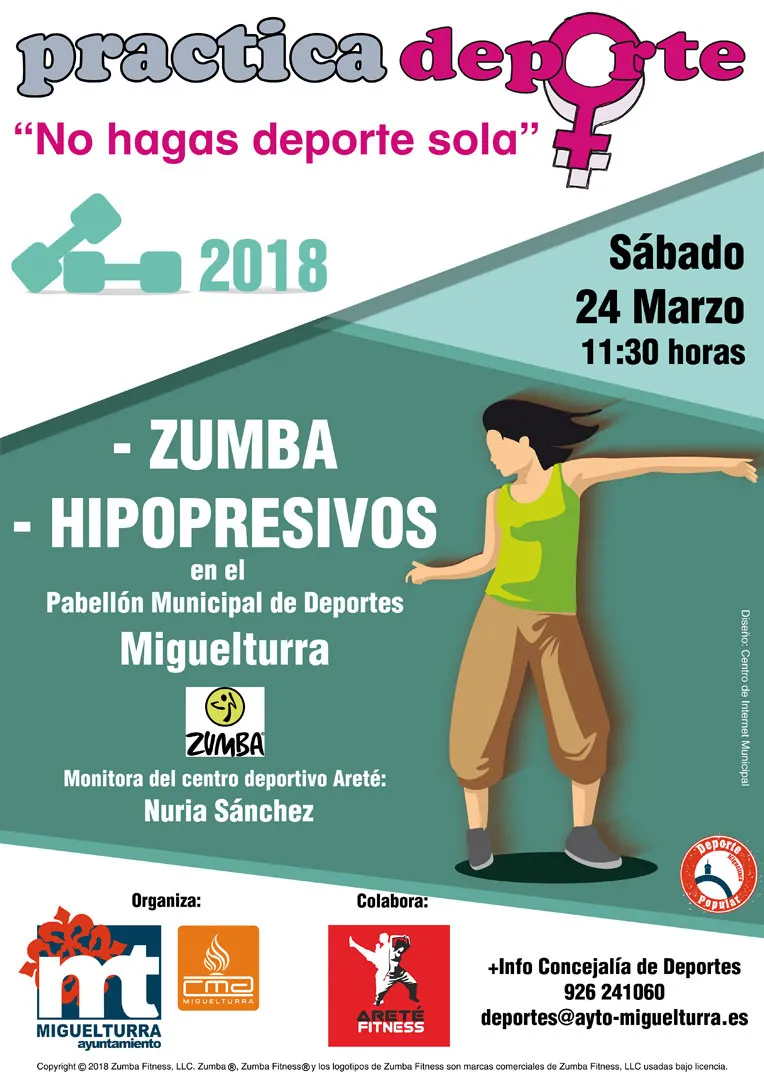 evento imagen del cartel de la actividad practica deporte no hagas deporte sola, marzo 2018, diseño cartel Centro de Internet