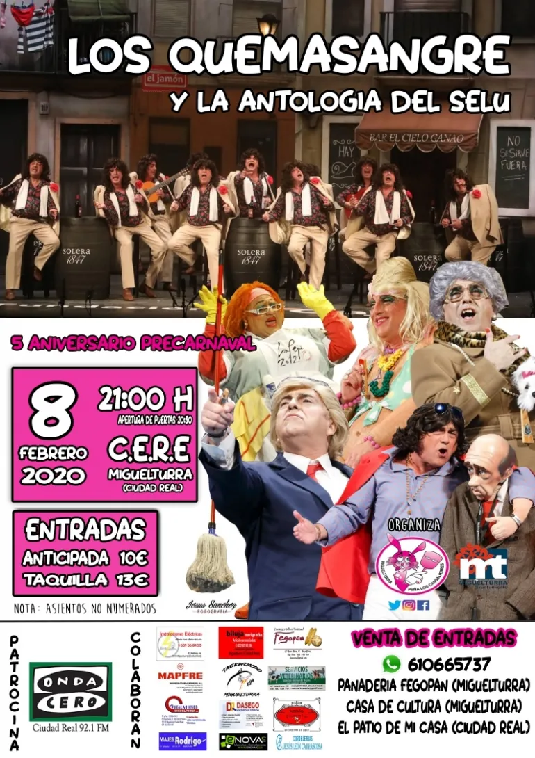 imagen del cartel anunciador del evento de pre-carnaval del 8 de febrero de 2020 en Miguelturra