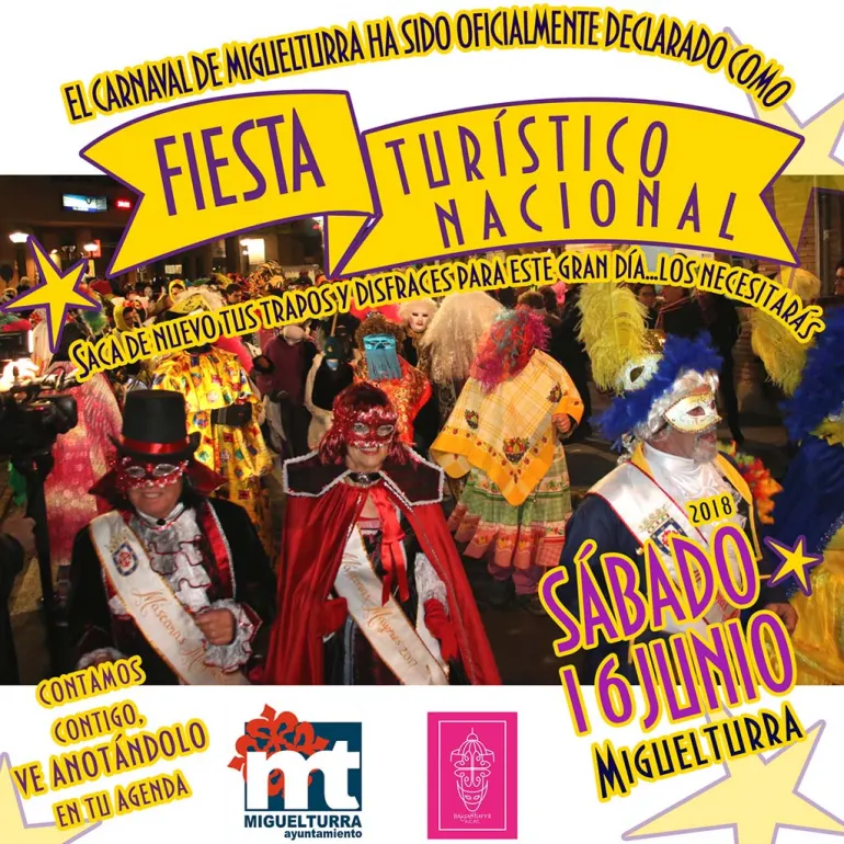 imagen anunciadora de la gran fiesta del Carnaval del 16 de junio de 2018, diseño portal web municipal