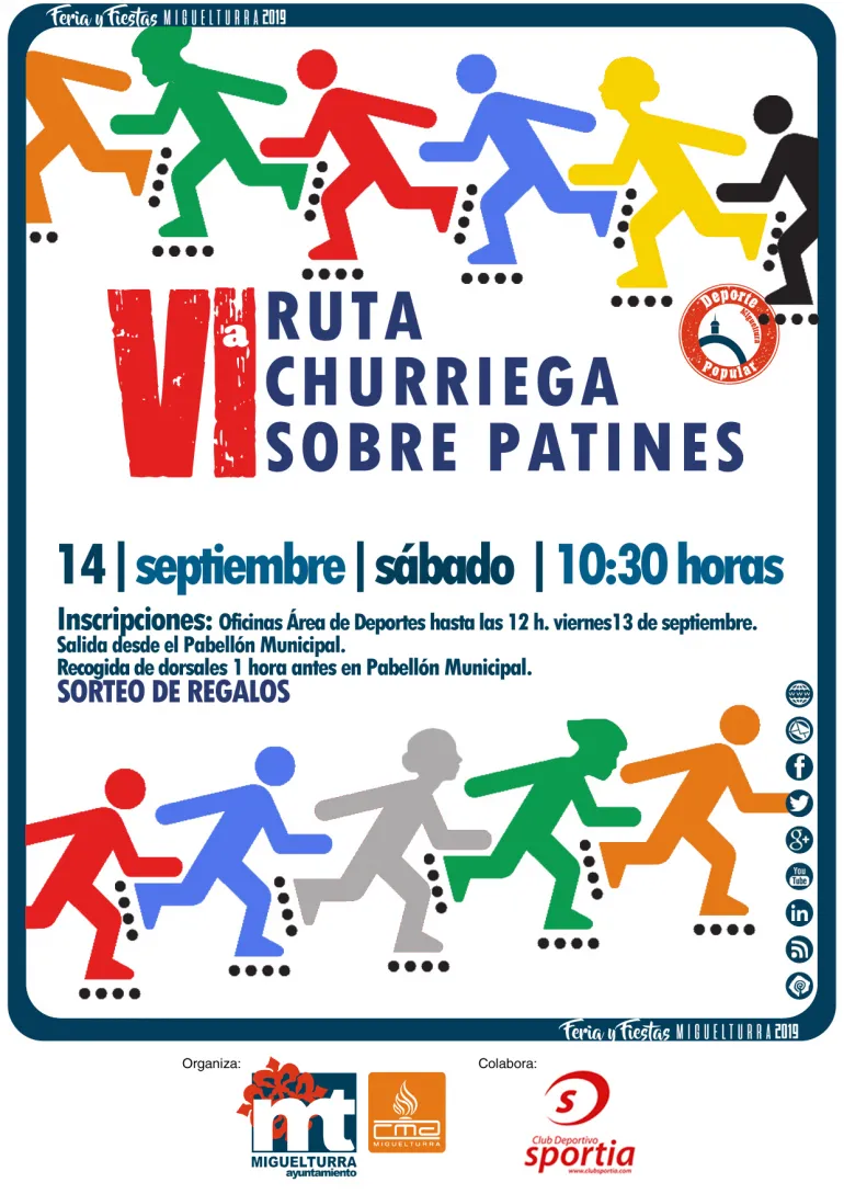 evento imagen cartel anunciador Ruta Churriega sobre Patines 2019, diseño cartel portal web municipal